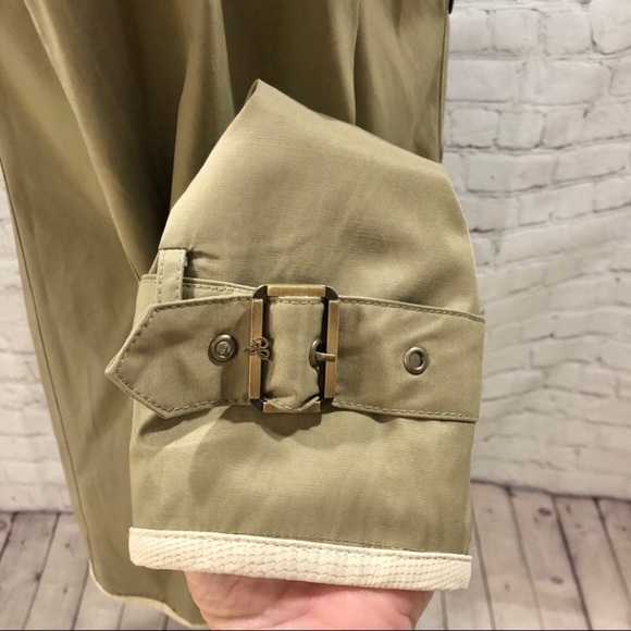 Sam Edelman Trench Coat Back Zipper Detail Sage Green Size Large - Picture 5 of 9